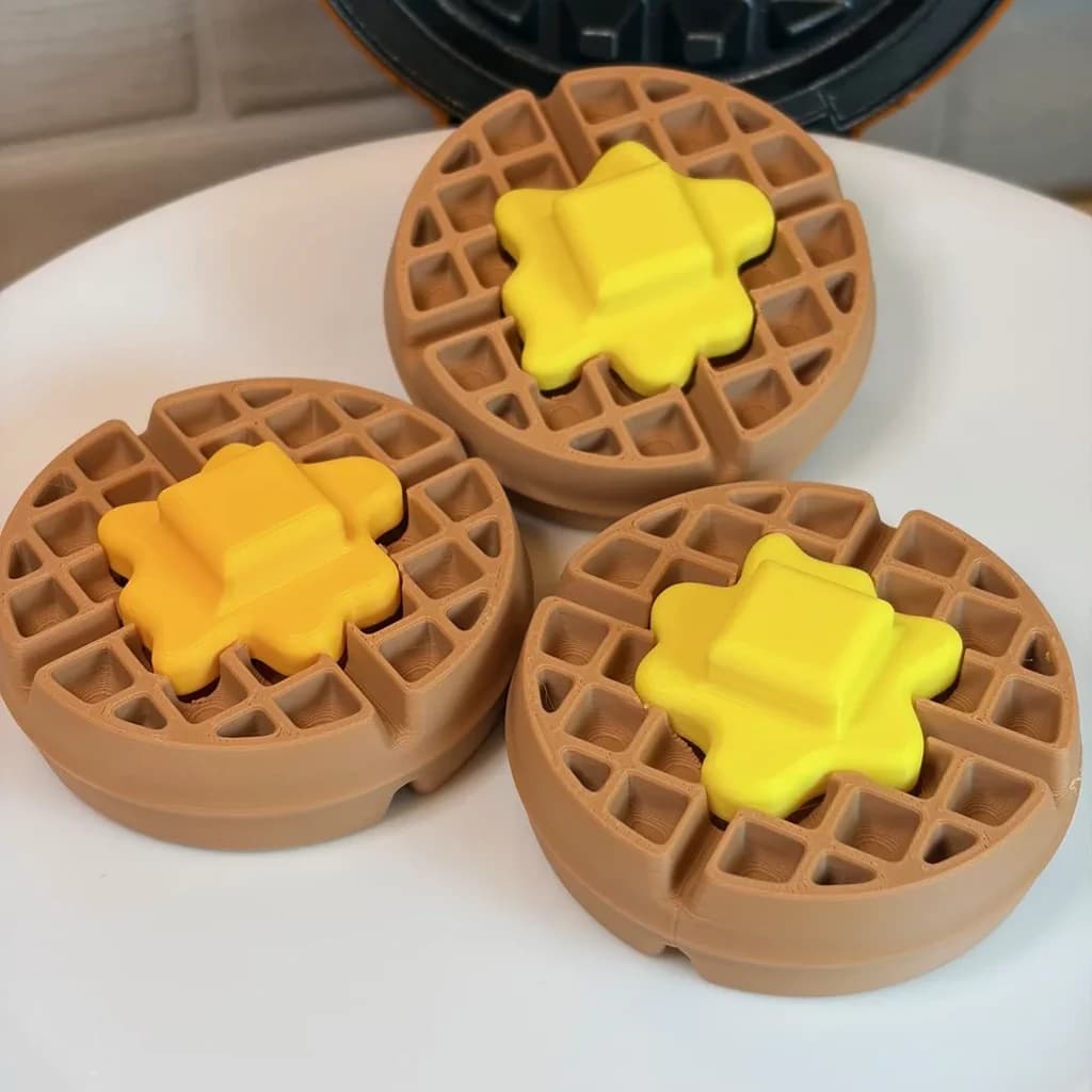 Waffle and Butter Clickers grouped on a plate.
